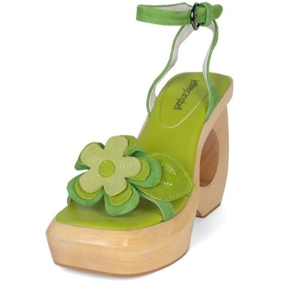green flower heels